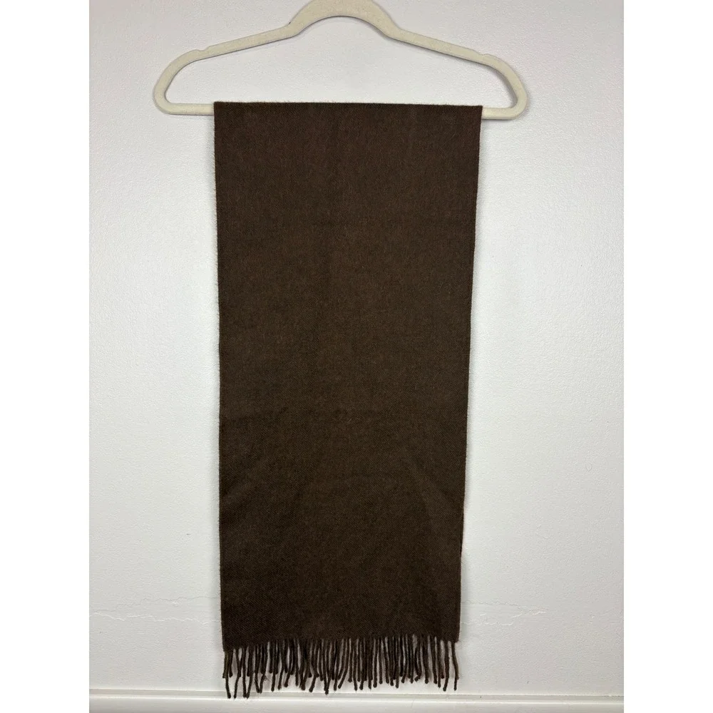 Condor Tips 100% Baby Alpaca Rectangular Scarf OS Brown Fringe Soft Cozy Classic